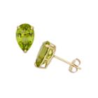 Pear Green Peridot 10k Gold Stud Earrings