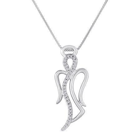 1/10 Ct. T.w. Diamond Sterling Silver Angel Pendant Necklace