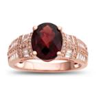Womens Brown Garnet Gold Over Silver Cocktail Ring