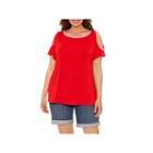 Liz Claiborne Cold Shoulder T-shirt-womens Plus