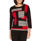 Alfred Dunner Wrap It Up 3/4 Sleeve Crew Neck Pullover Sweater