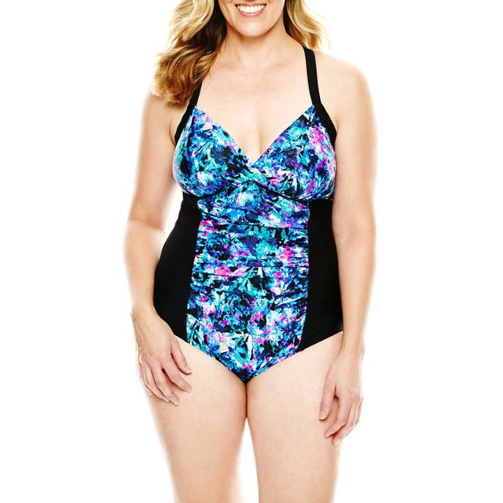 Delta Burke Floral Print One-piece Swimsuit - Plus