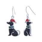 Sparkle Allure Dog Santa Hat Multi Color Crystal Silver Over Brass Drop Earrings
