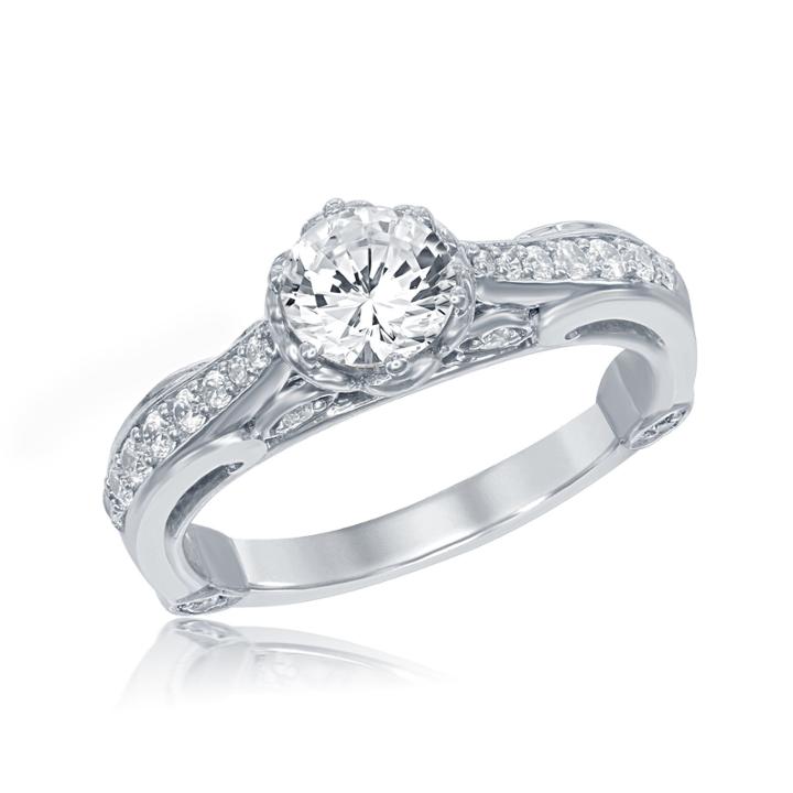 Enchanted By Disney 1 C.t.t.w. Diamond 14k White Gold Belle Bridal Ring