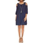 Luxology Cold Shoulder Shift Dress With Necklace