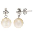 Gray Pearl 10k Gold Drop Earrings