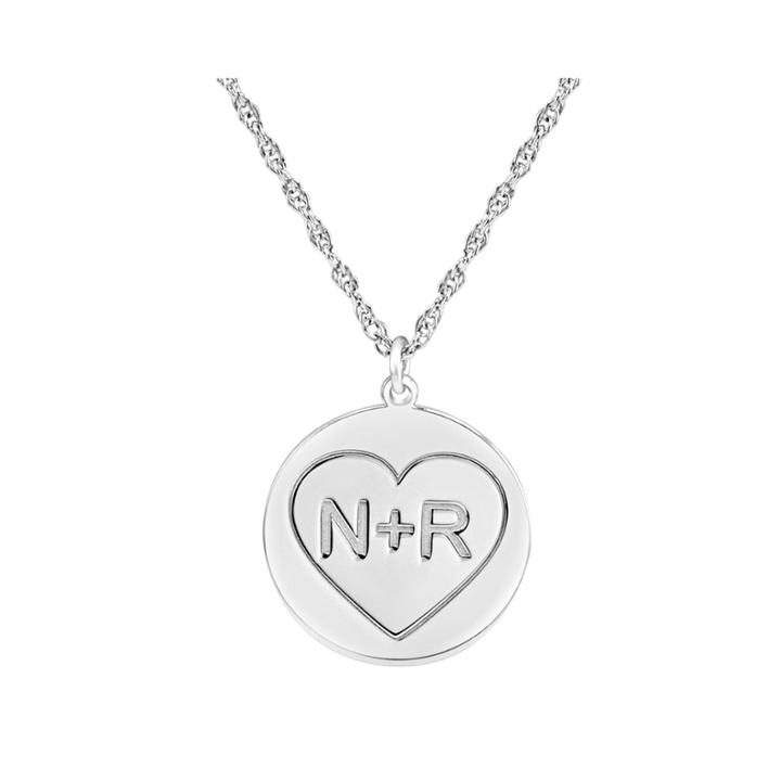Personalized Couples Engraved Initial Pendant Necklace
