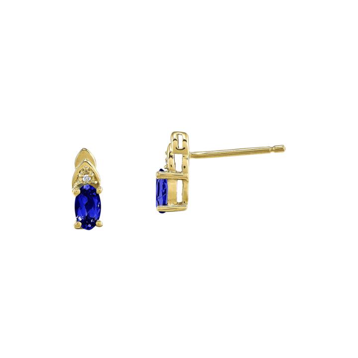 Genuine Blue Sapphire And Diamond-accent 14k Yellow Gold Earrings