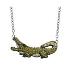 Animal Planet&trade; Crystal Sterling Silver Nile Crocodile Pendant Necklace