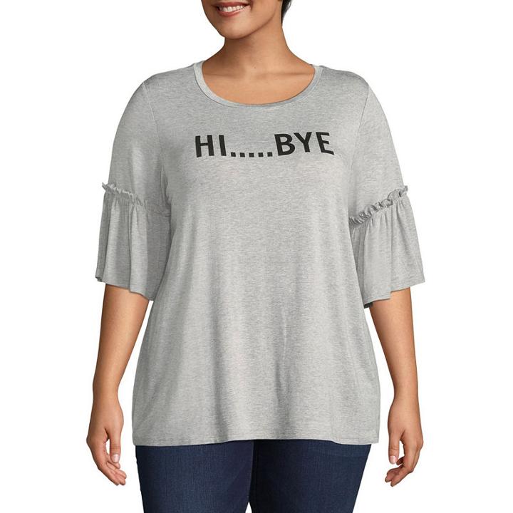 Boutique + Elbow Sleeve Scoop Neck Graphic T-shirt - Plus