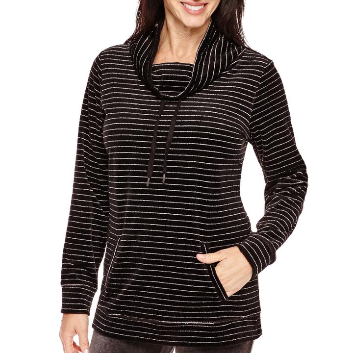 Made For Life&trade; Velour Metallic-striped Cowlneck Tunic