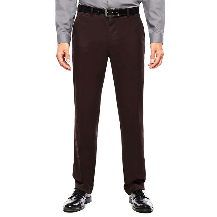 Jf J. Ferrar Burgundy Twill Flat-front Suit Pants - Slim Fit