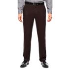 Jf J. Ferrar Burgundy Twill Flat-front Suit Pants - Slim Fit
