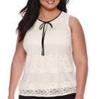 Worthington Sleeveless Tie-neck Lace Blouse - Plus