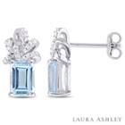 Laura Ashley Blue Blue Topaz Sterling Silver Ear Pins