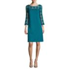 Studio 1 3/4-sleeve Crochet Top Shift Dress
