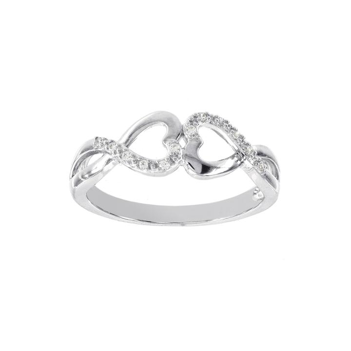 Lumastar Diamond-accent Sterling Silver Double-heart Ring