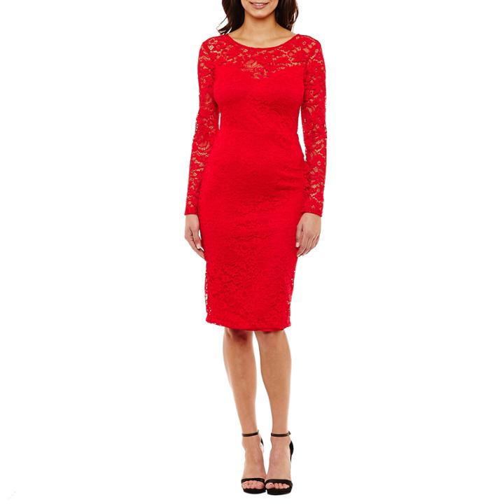 Bisou Bisou Long Sleeve Lace Sheath Dress