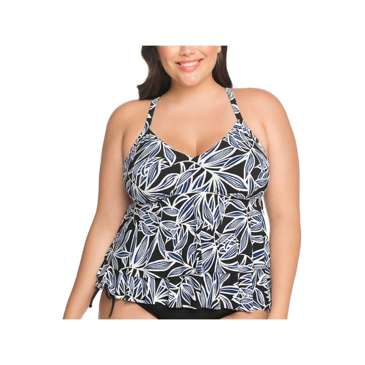 St. John's Bay Bahama Palm Rylee Tankini Swimsuit Top-plus