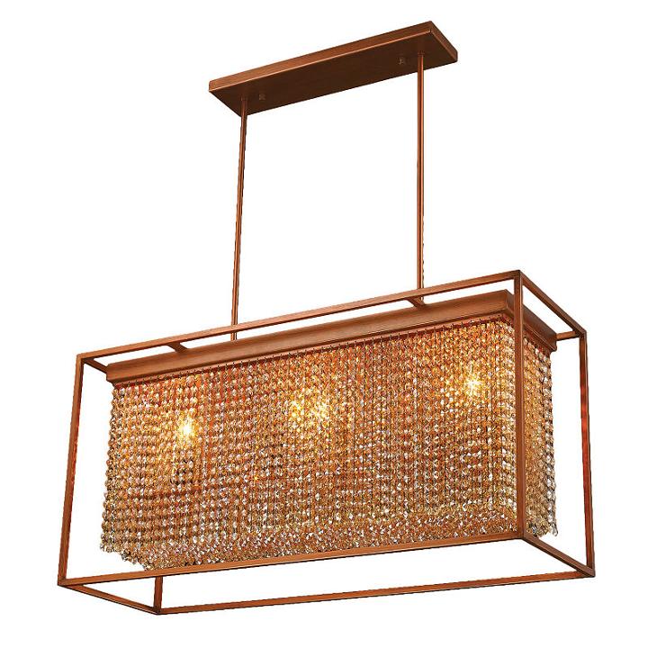 Franklin Collection 3 Light French Gold Finish Andamber Crystal Chandelier