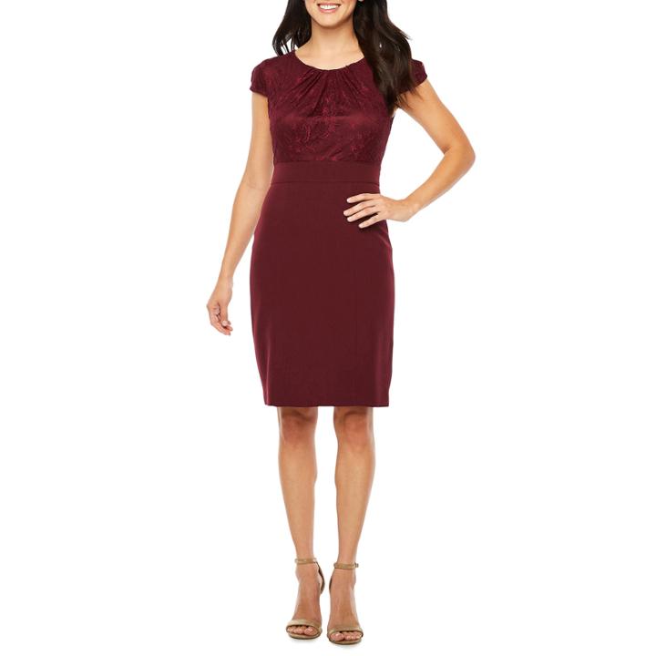 Chelsea Rose Short Sleeve Lace Sheath Dress