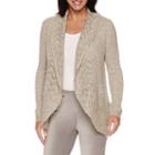 Sag Harbor Long Sleeve Pointelle Stitch Placket Cardigan