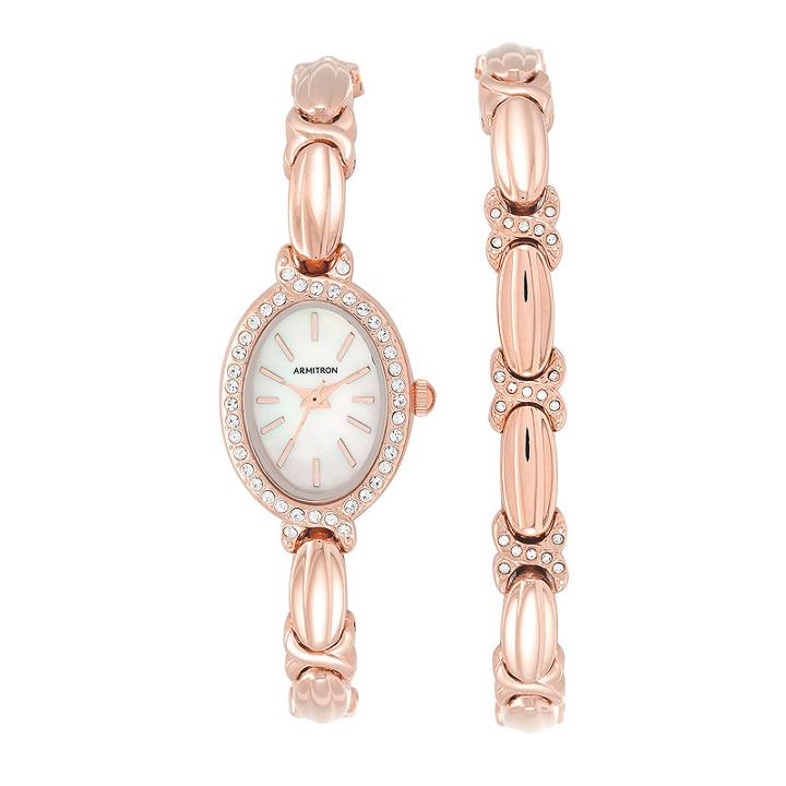 Armitron Now Crystal Accent Womens Rose Goldtone 2-pack Watch Boxed Set-75/5395mprgst