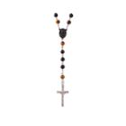 Mens Tiger's Eye Bead Stainless Steel Rosary Necklace