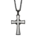 Mens? Ct. T.w. Diamond & Black Stainless Steel Cross Pendant Necklace