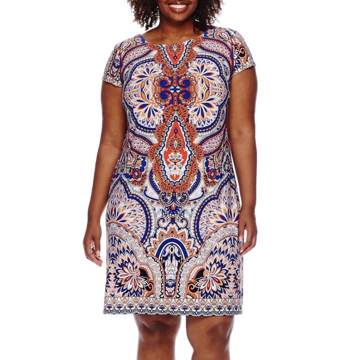 R & K Originals Cap-sleeve Shift Dress - Plus