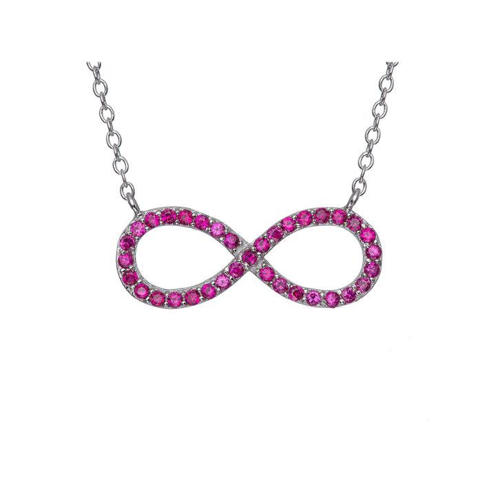 Simulated Ruby Sterling Silver Infinity Necklace