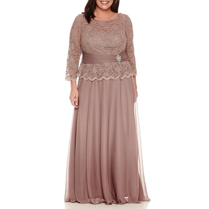 Jackie Jon Long Sleeve Evening Gown-plus