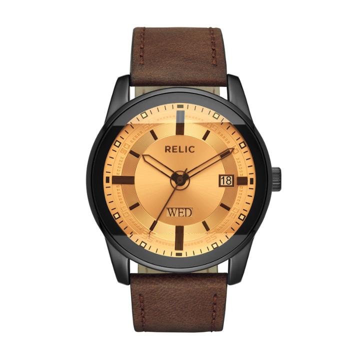 Relic Mens Brown Strap Watch-zr12229