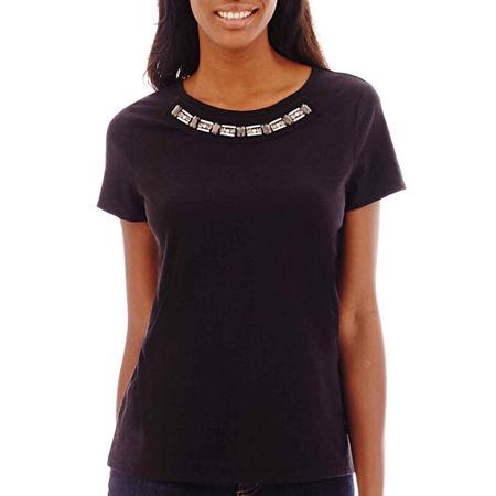 St. John's Bay Short-sleeve Jeweled T-shirt