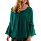 By & By Bell-sleeve Chiffon Blouse