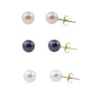 Not Applicable Round White Pearl 14k Gold Stud Earrings
