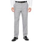 Men's Jf Stretch Black White Flat-front Straight-leg Slim-fit Pant