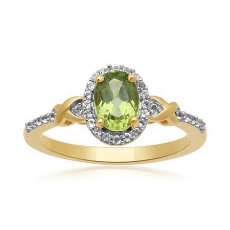 Peridot & Lab-created White Sapphire Ring