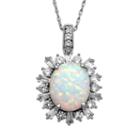 Womens White Opal Sterling Silver Pendant Necklace