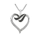 1/10 Ct. T.w. White And Color-enhanced Black Diamond Sterling Silver Heart Pendant Necklace