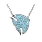 Blue Crystal Silver-plated Fish Pendant Necklace