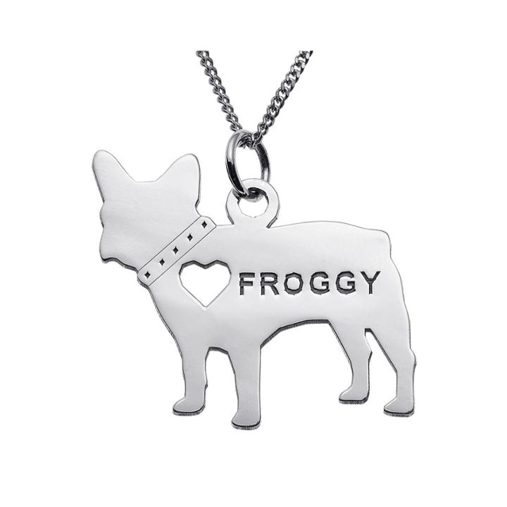 Personalized French Bulldog Sterling Silver Pendant Necklace