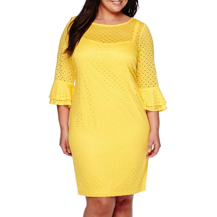Studio 1 Bell-sleeve Lace Sheath Dress - Plus