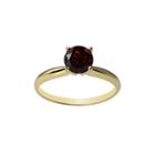 Womens Genuine Red Garnet 14k Gold Solitaire Ring