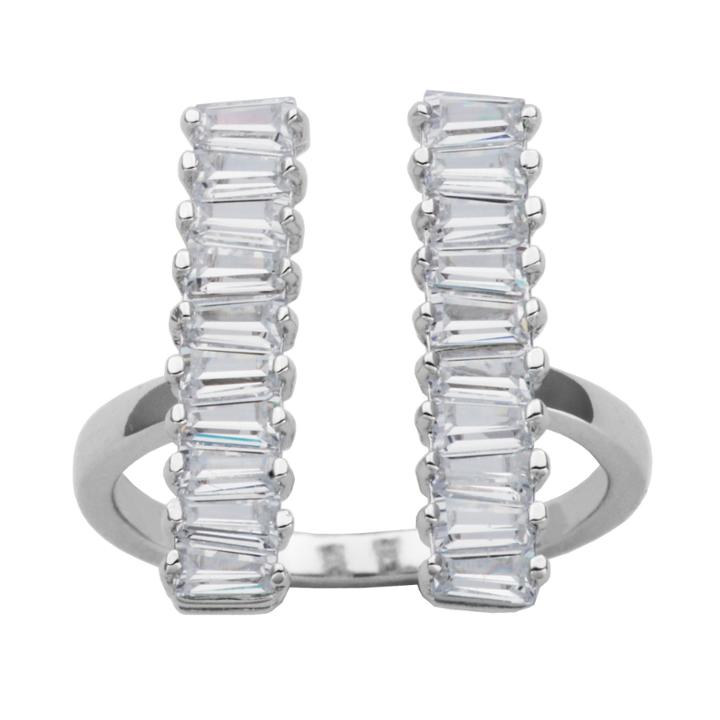 Diamonart Sterling Silver Baguette Cubic Zirconia Ring