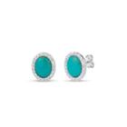 Oval Blue Turquoise Sterling Silver Stud Earrings