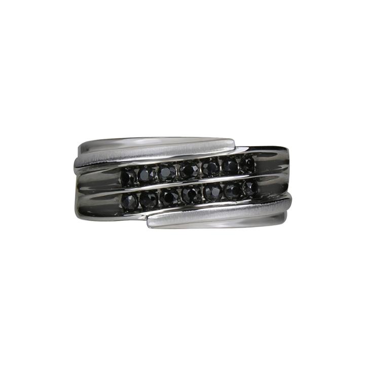 Mens 2-row Black Sapphire Ring