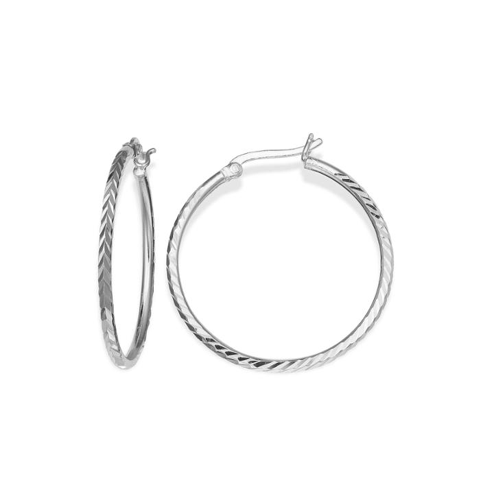 Silver-plated Textured Hoop Earrings