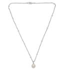Cultured Freshwater Pearl And Diamond Accent Sterling Silver Necklace