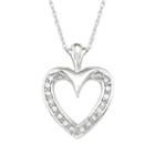 Womens 1/6 Ct. T.w. Genuine White Diamond Heart Pendant Necklace